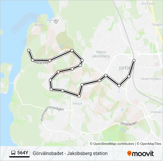 564Y Bus Line Map