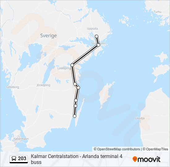 203 bus Line Map