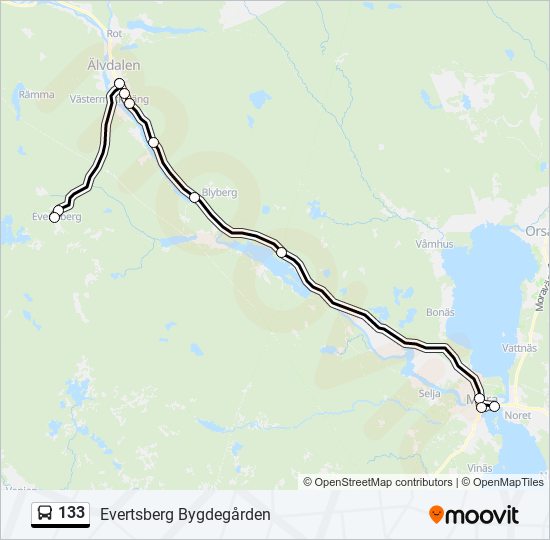 133 bus Line Map