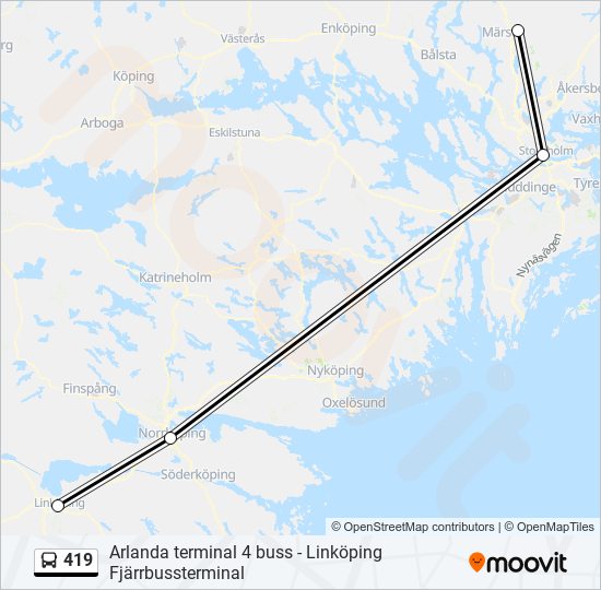 419 bus Line Map