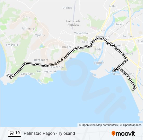 19 bus Line Map