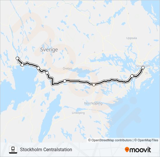 KIL STATION - STOCKHOLM CENTRALSTATION train Line Map