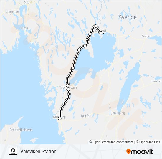 GÖTEBORG CENTRALSTATION - VÄLSVIKEN STATION train Line Map