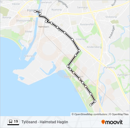 19 bus Line Map