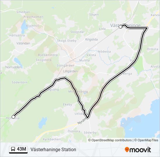 43M bus Line Map