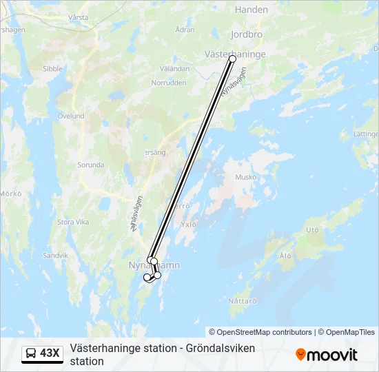 43X Bus Line Map