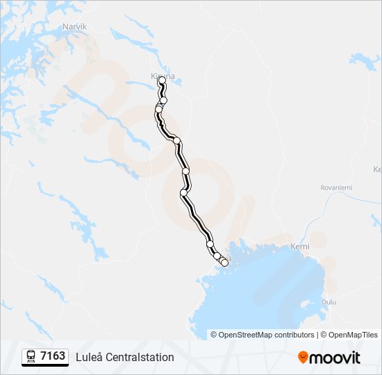 7163 tåg Linje karta