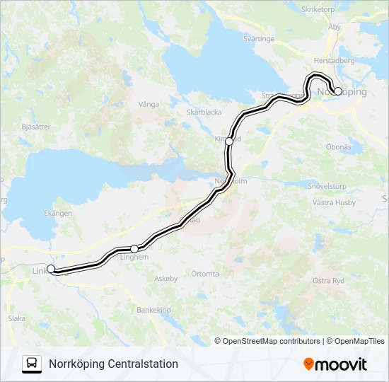 LINKÖPING CENTRALSTATION - NORRKÖPING CENTRALSTATION  Line Map