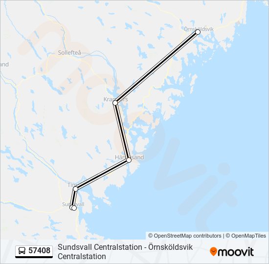 57408 Rutt: Tidtabeller, Hållplatser & Kartor - Örnsköldsvik ...