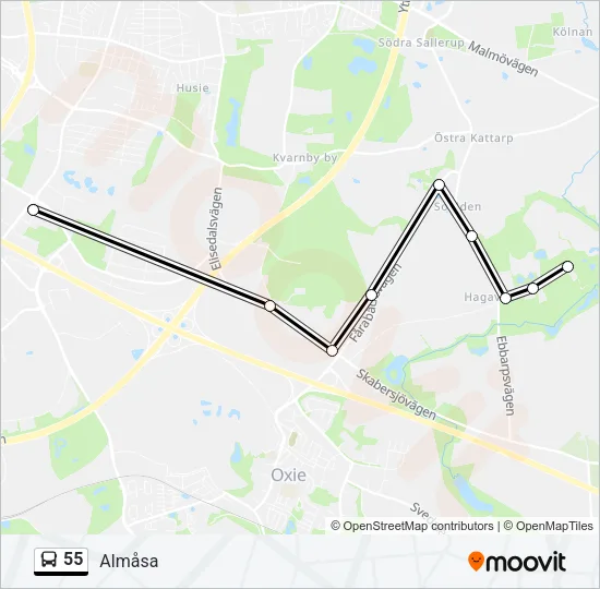 55 Bus Line Map