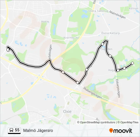 55 Bus Line Map