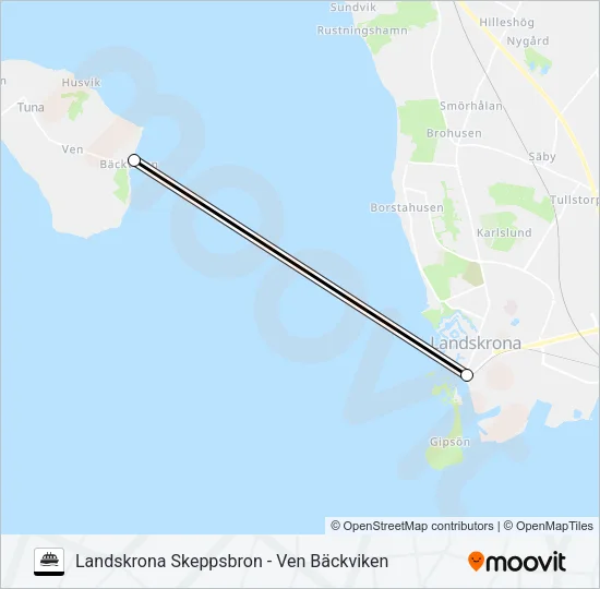 LANDSKRONA SKEPPSBRON - VEN BÄCKVIKEN Ferry Line Map