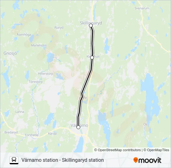 VÄRNAMO STATION - SKILLINGARYD STATION Bus Line Map