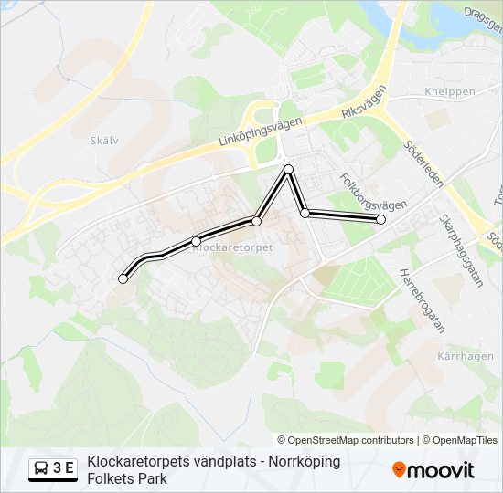 3 E Rutt: Tidtabeller, Hållplatser & Kartor - Klockaretorpets Vändplats ...