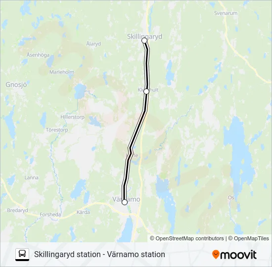 SKILLINGARYD STATION - VÄRNAMO STATION  Line Map