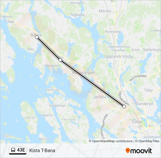 43E buss Linje karta