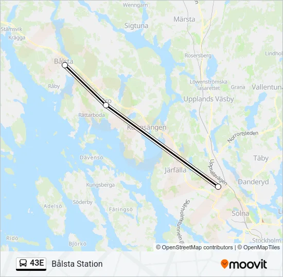 43E Bus Line Map