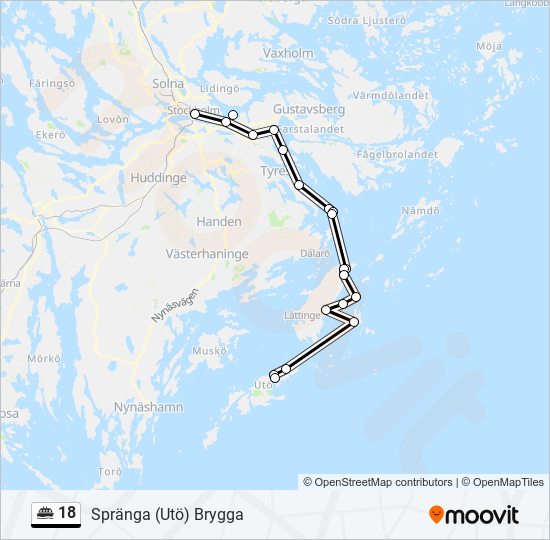 18 färja Linje karta