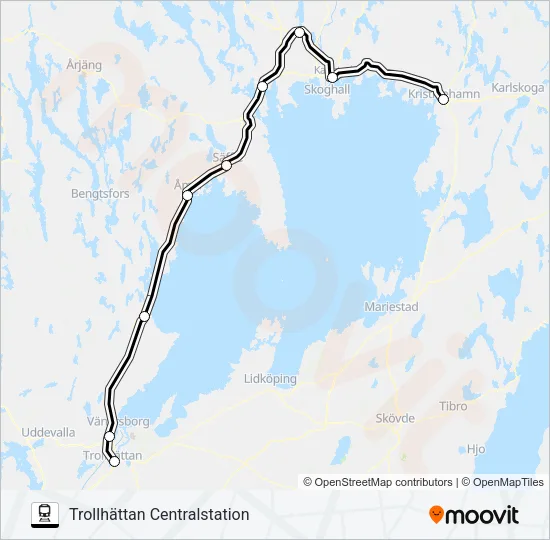 KRISTINEHAMN STATION - TROLLHÄTTAN CENTRALSTATION  Line Map