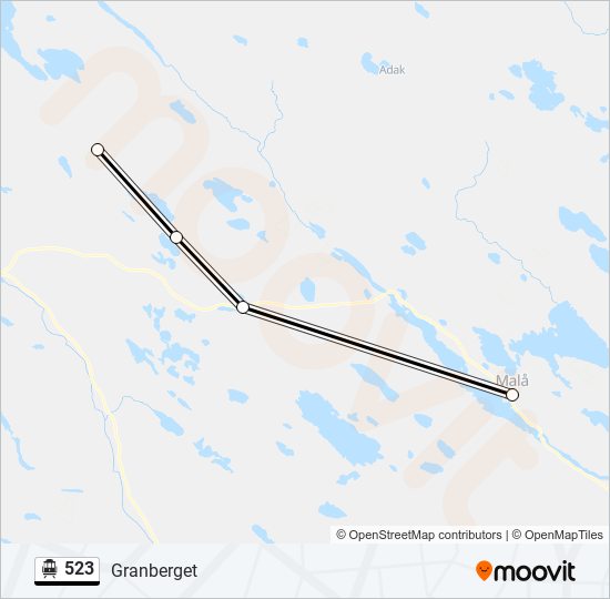 523 spårvagn Linje karta