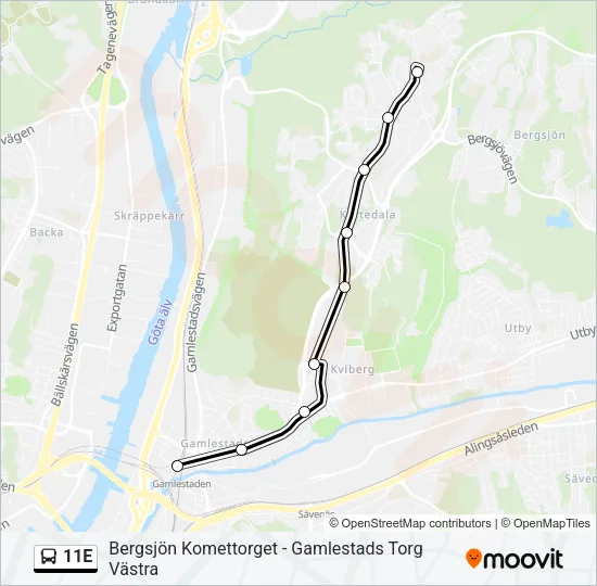 11E Bus Line Map