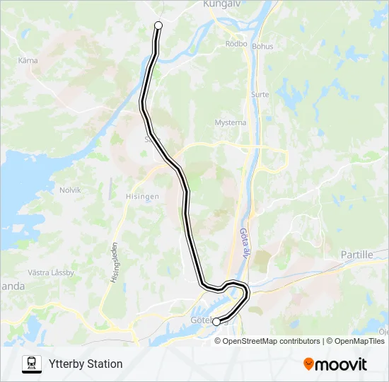 GÖTEBORG CENTRALSTATION - YTTERBY STATION  Line Map