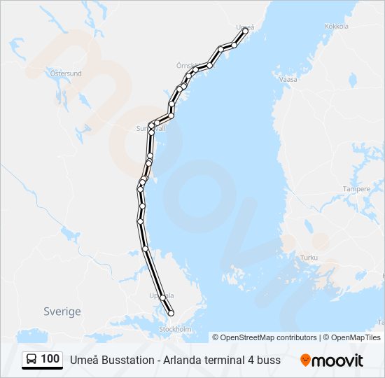 100 bus Line Map