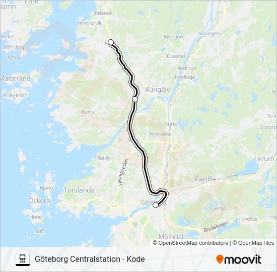 VÄSTTÅGEN Train Line Map