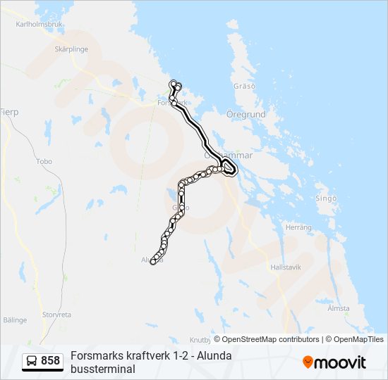 858 bus Line Map