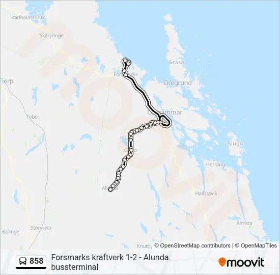 858 Bus Line Map