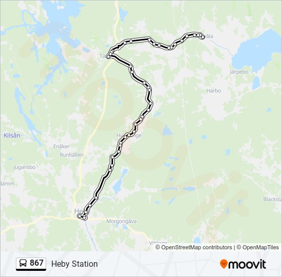 867 bus Line Map