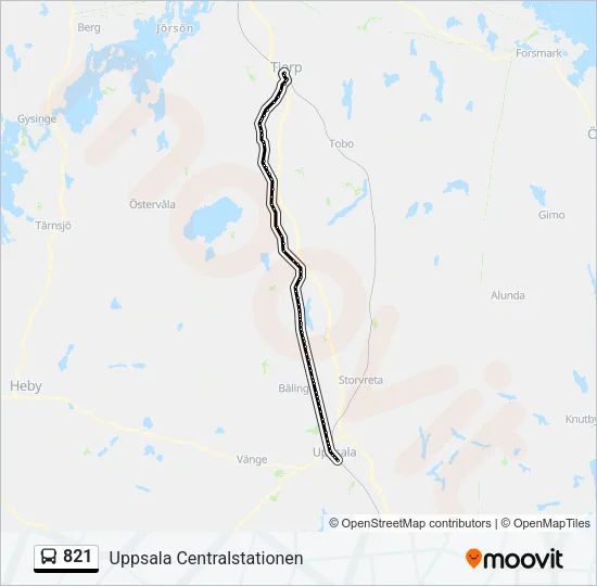 821 Bus Line Map