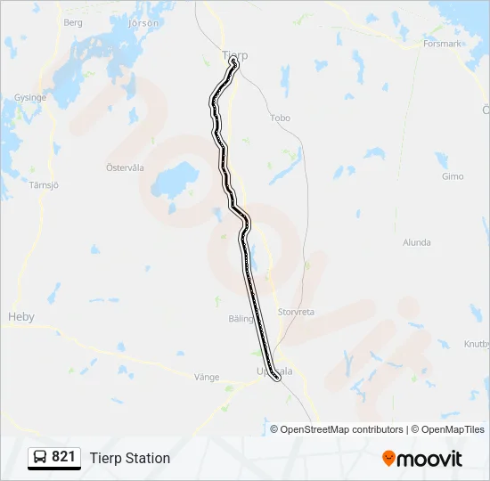 821 Bus Line Map