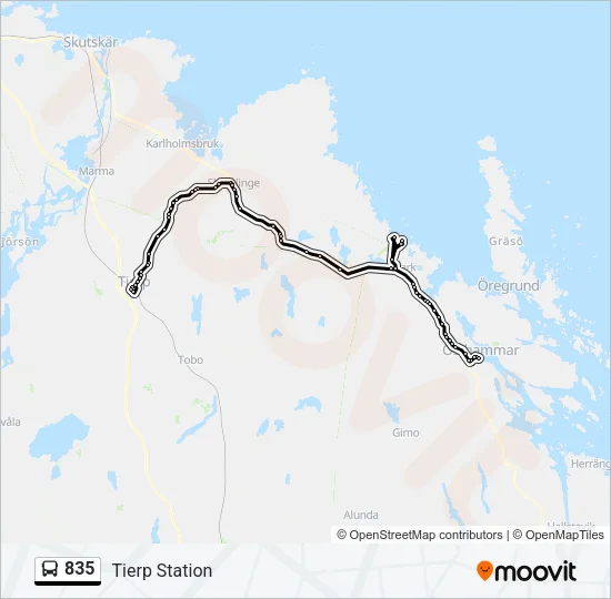835 Bus Line Map