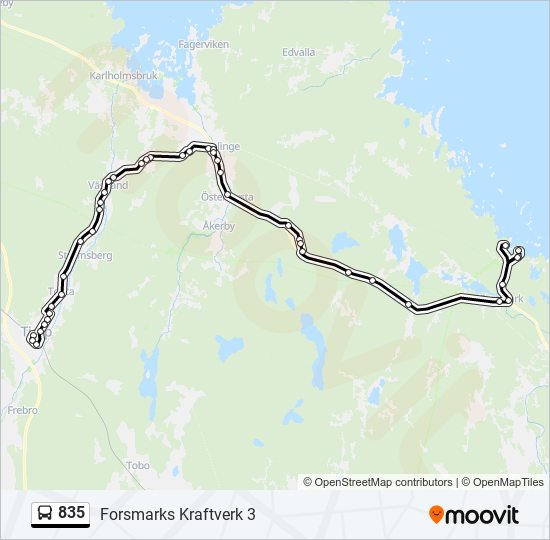 835 bus Line Map