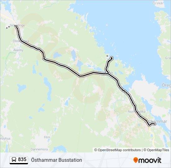 835 bus Line Map