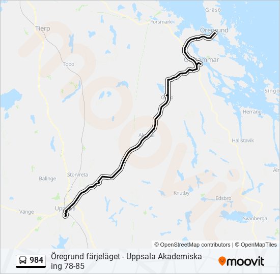 984 bus Line Map