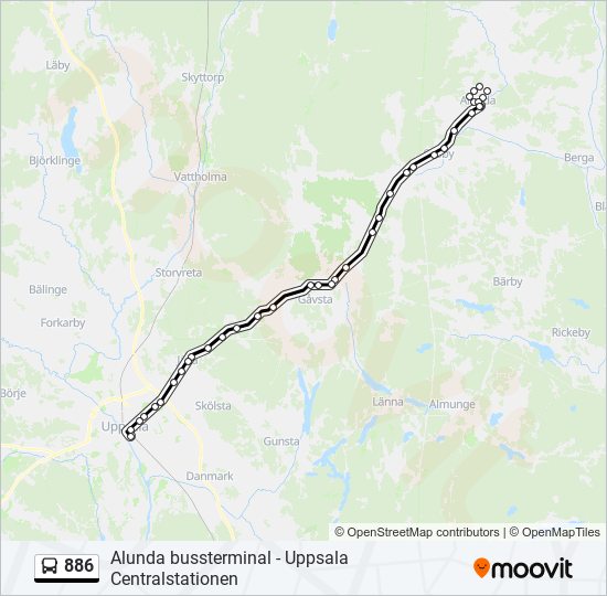 886 bus Line Map