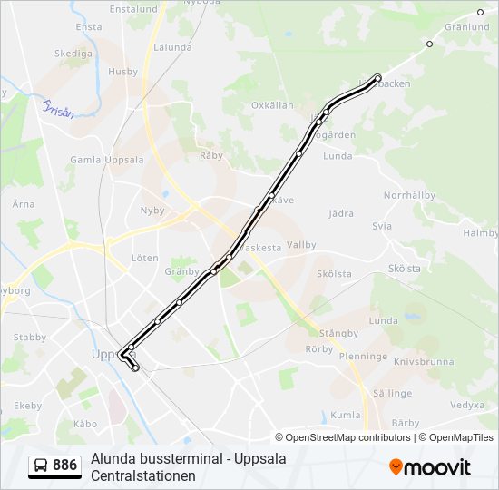 886 bus Line Map