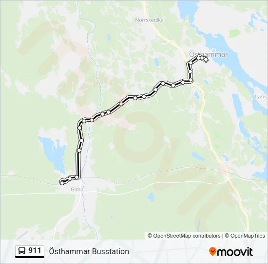 911 Route: Schedules, Stops & Maps - Östhammar Busstation (Updated)