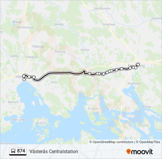 874 bus Line Map