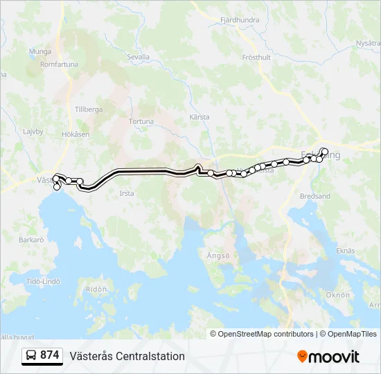 874 Bus Line Map