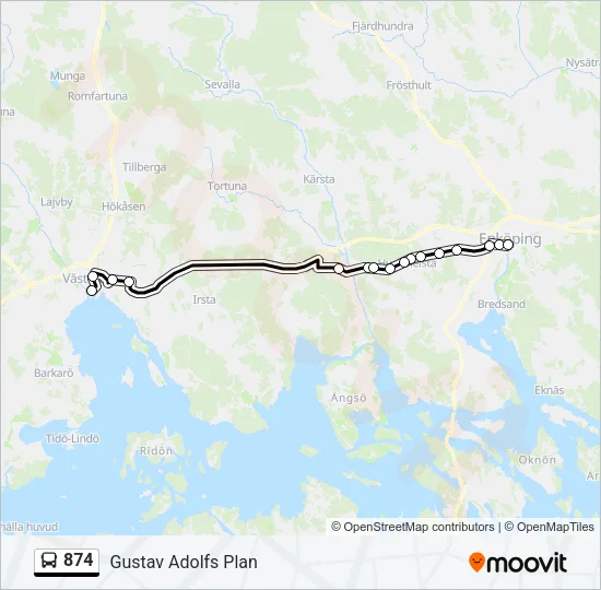 874 Bus Line Map