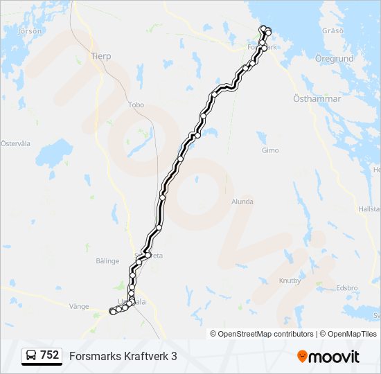 752 bus Line Map