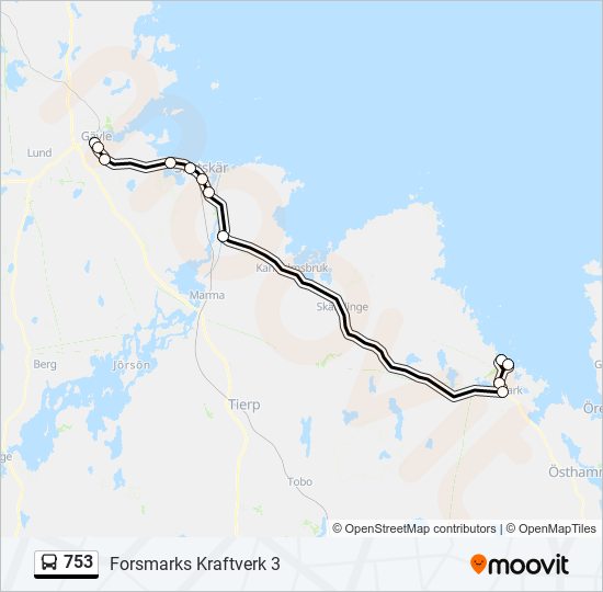 753 bus Line Map