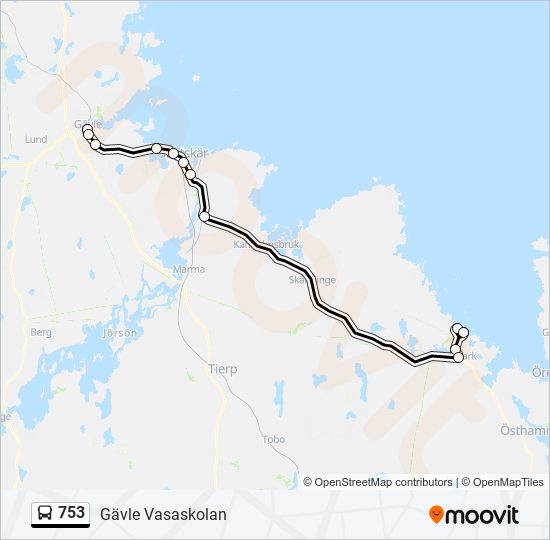 753 bus Line Map