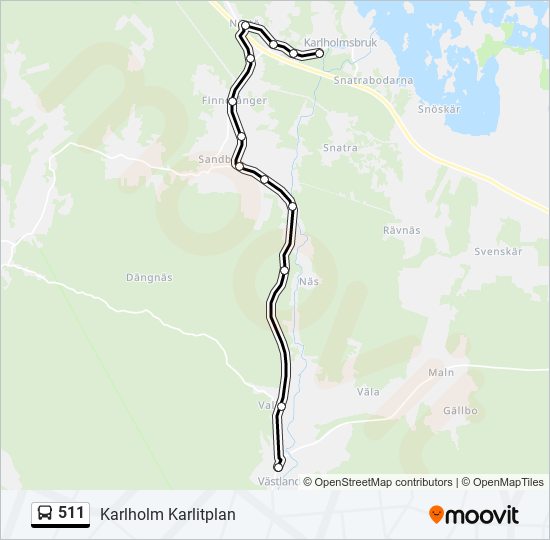 511 bus Line Map