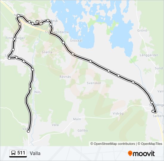 511 bus Line Map