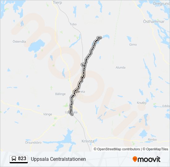 823 bus Line Map