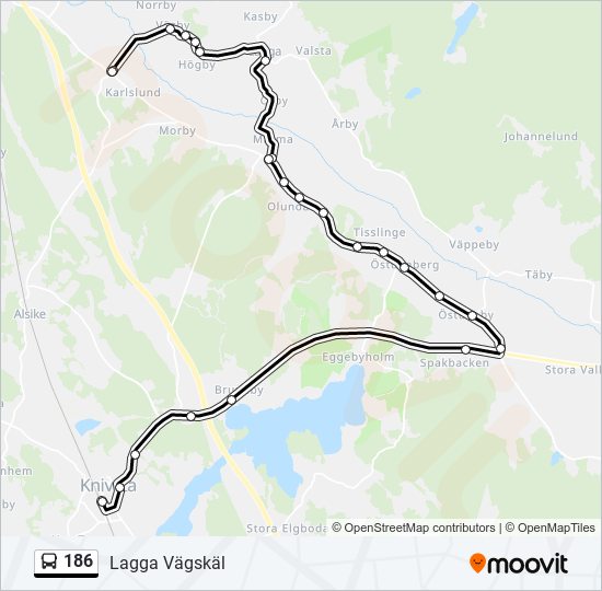 186 bus Line Map